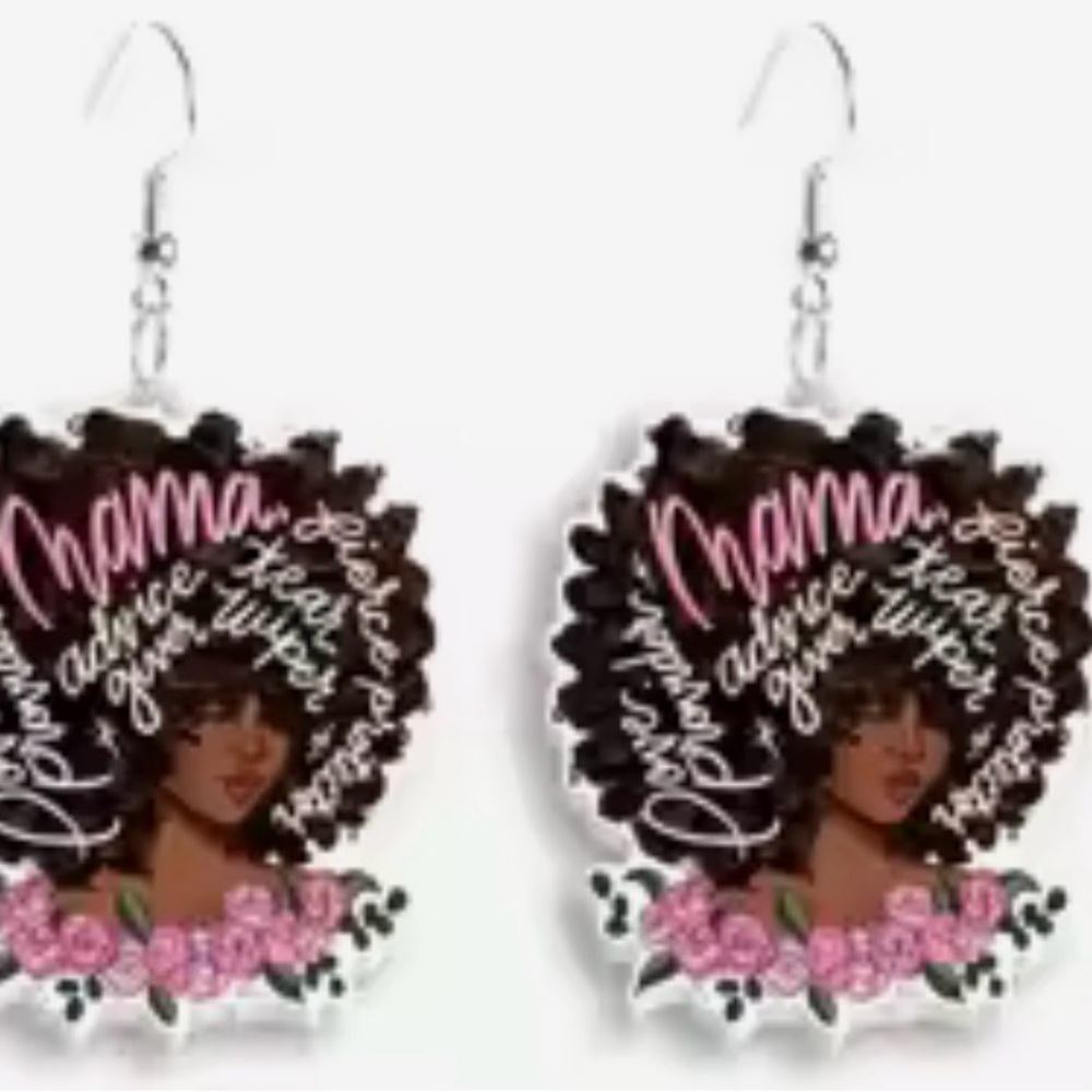 Stylish Afrocentric Earrings with Pink and Black Design